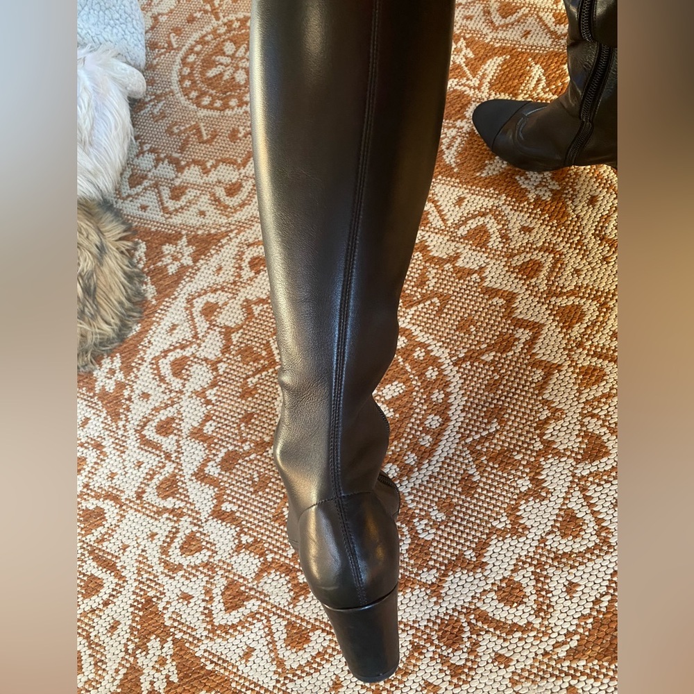 CHANEL Black Soft Lambskin Knee Heeled Boots - Picture 11 of 15